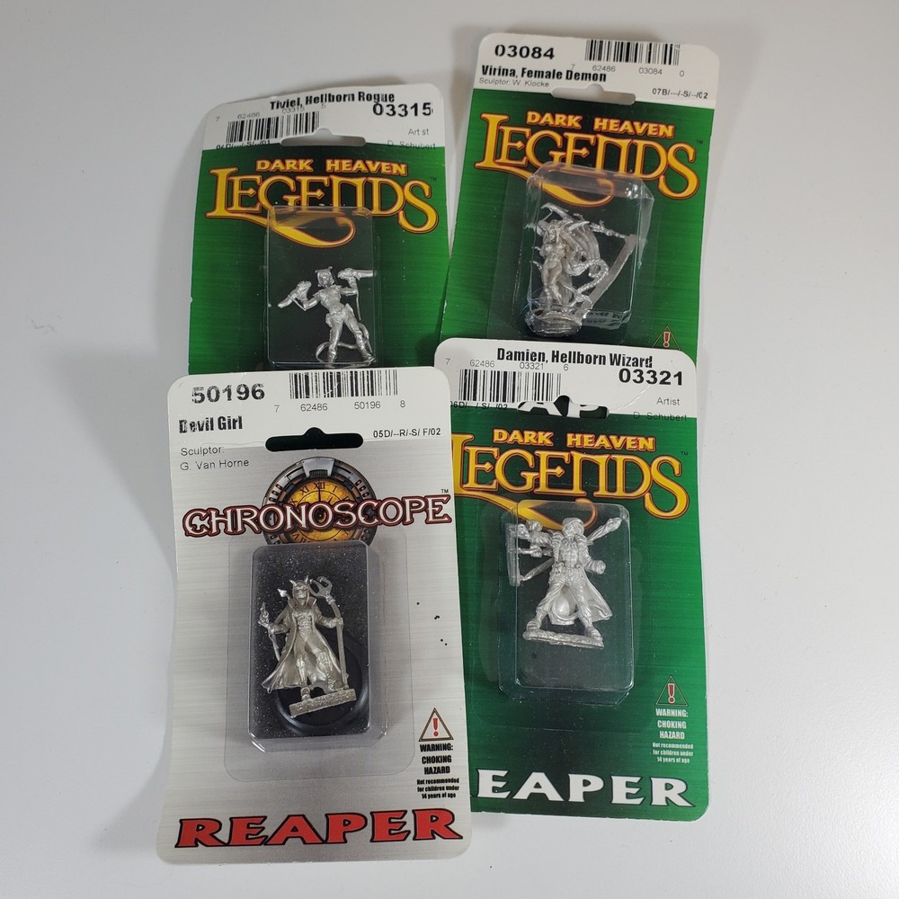 Reaper Minuatres Lot 4 Metal Miniatures Demons Devil Hellborn D&D RPG Figures